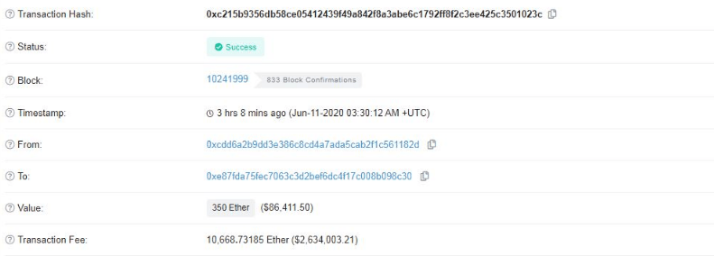 szczegóły transakcji blockcain eth