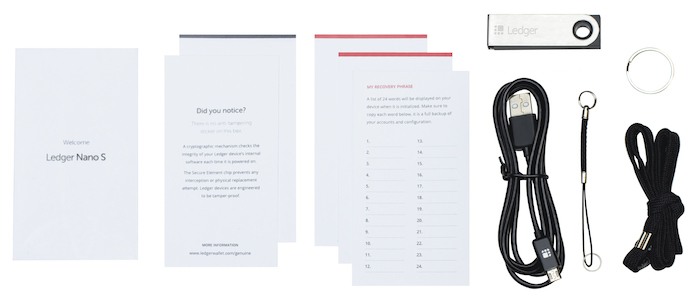 ledger nano zawartość pudełka