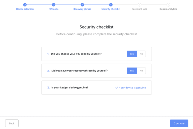 ledger security checklist