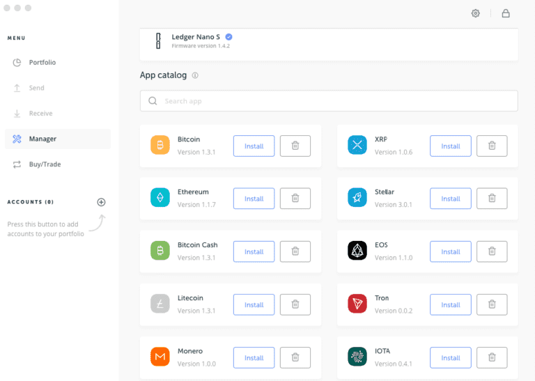 ledger nano s waluty
