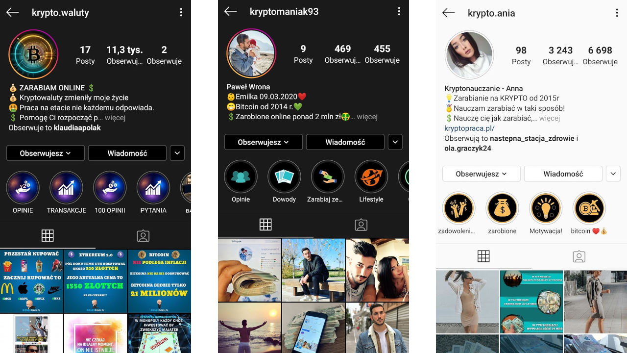 naganiacze scamów na instagramie - lista nr. 1