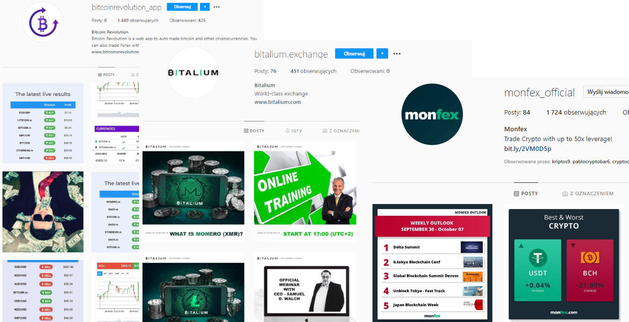 oficjalne profile scamów i piramid