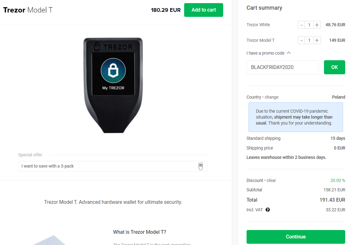 promocja na trezor 20% - black friday