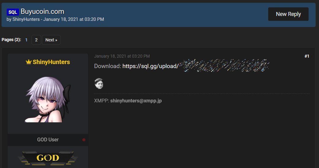 shinyhunters opublikowuja dane giełdy kryptowalut BuyUCoin