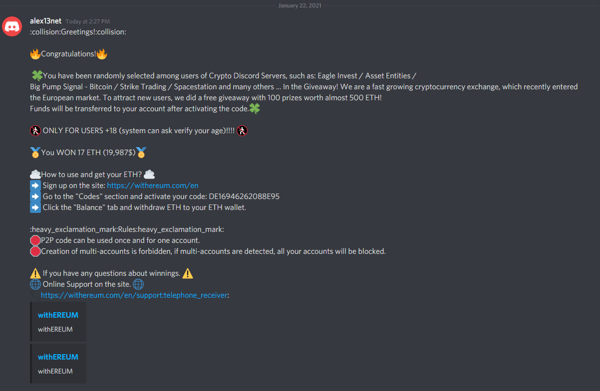 discord scam ostrzeżenie