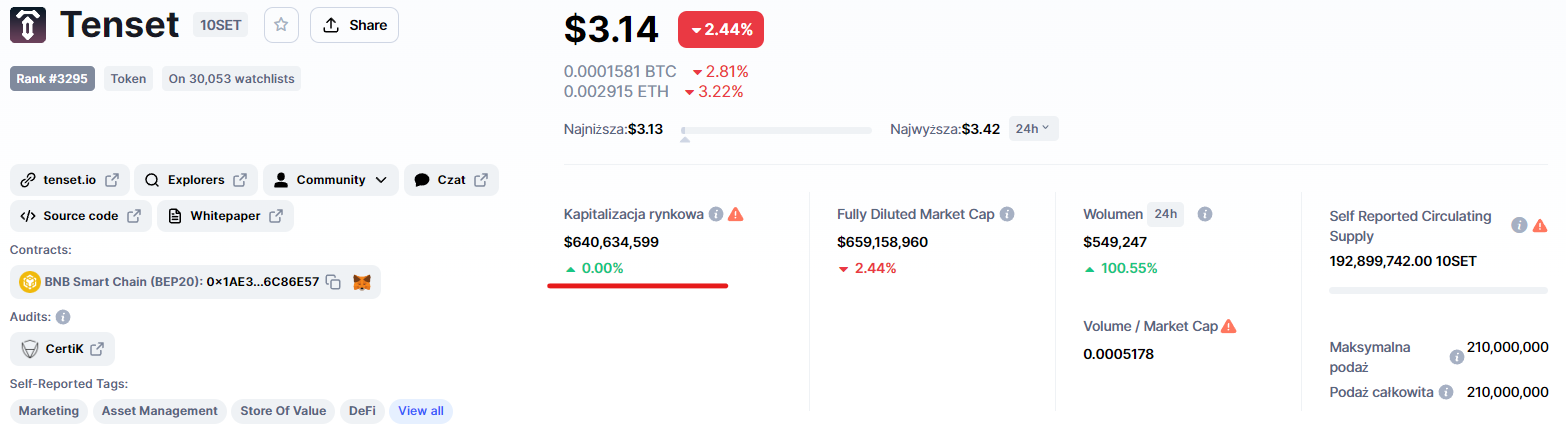 Tenstet - CoinMarketCap - 13.07.2022
