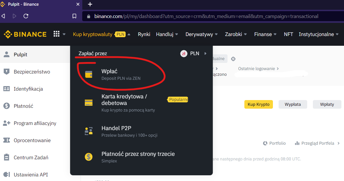 kup kryptowaluty binance