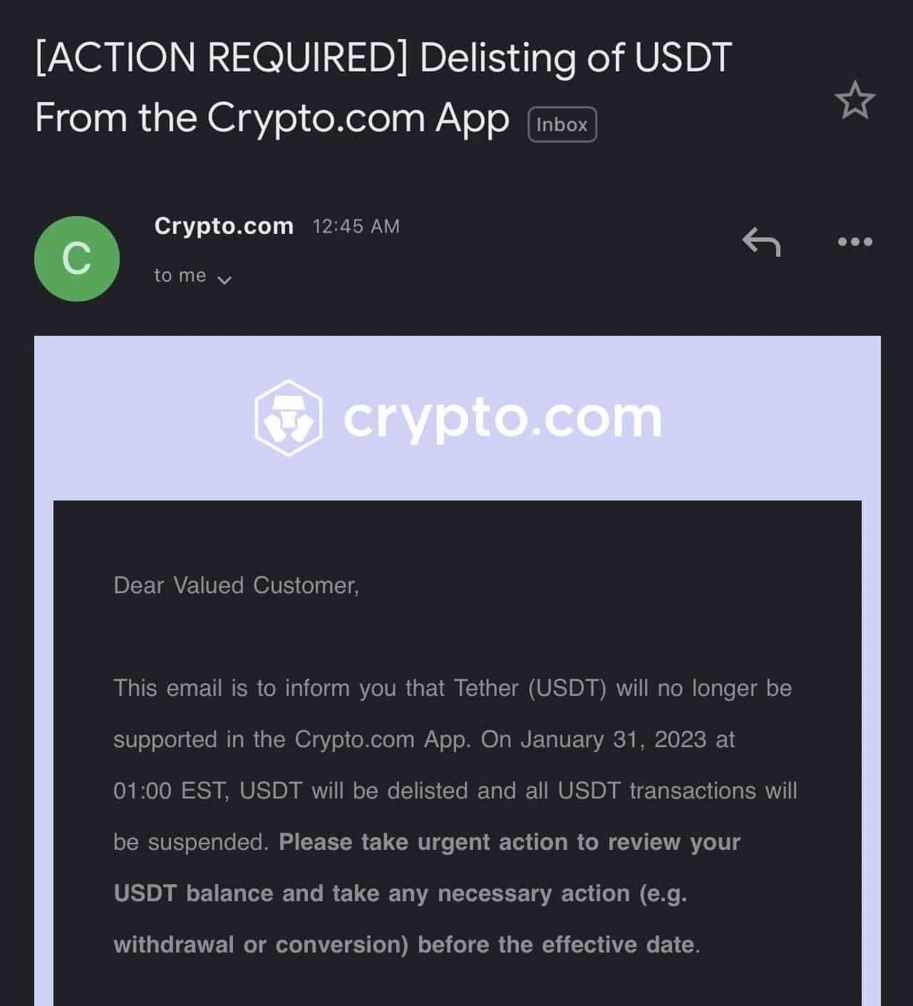 crypto com delisting usdt