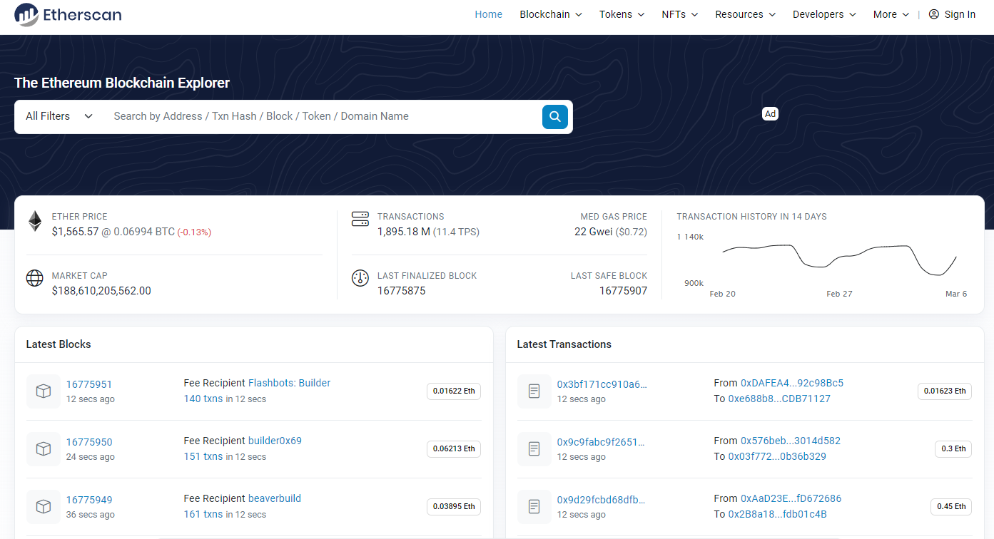 tak wygląda etherscan