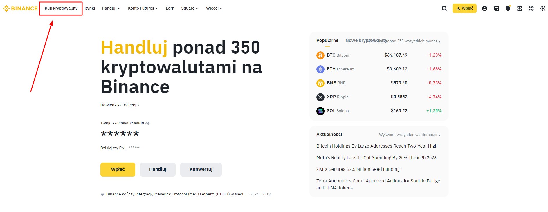 Jak kupić Notcoin na Binance