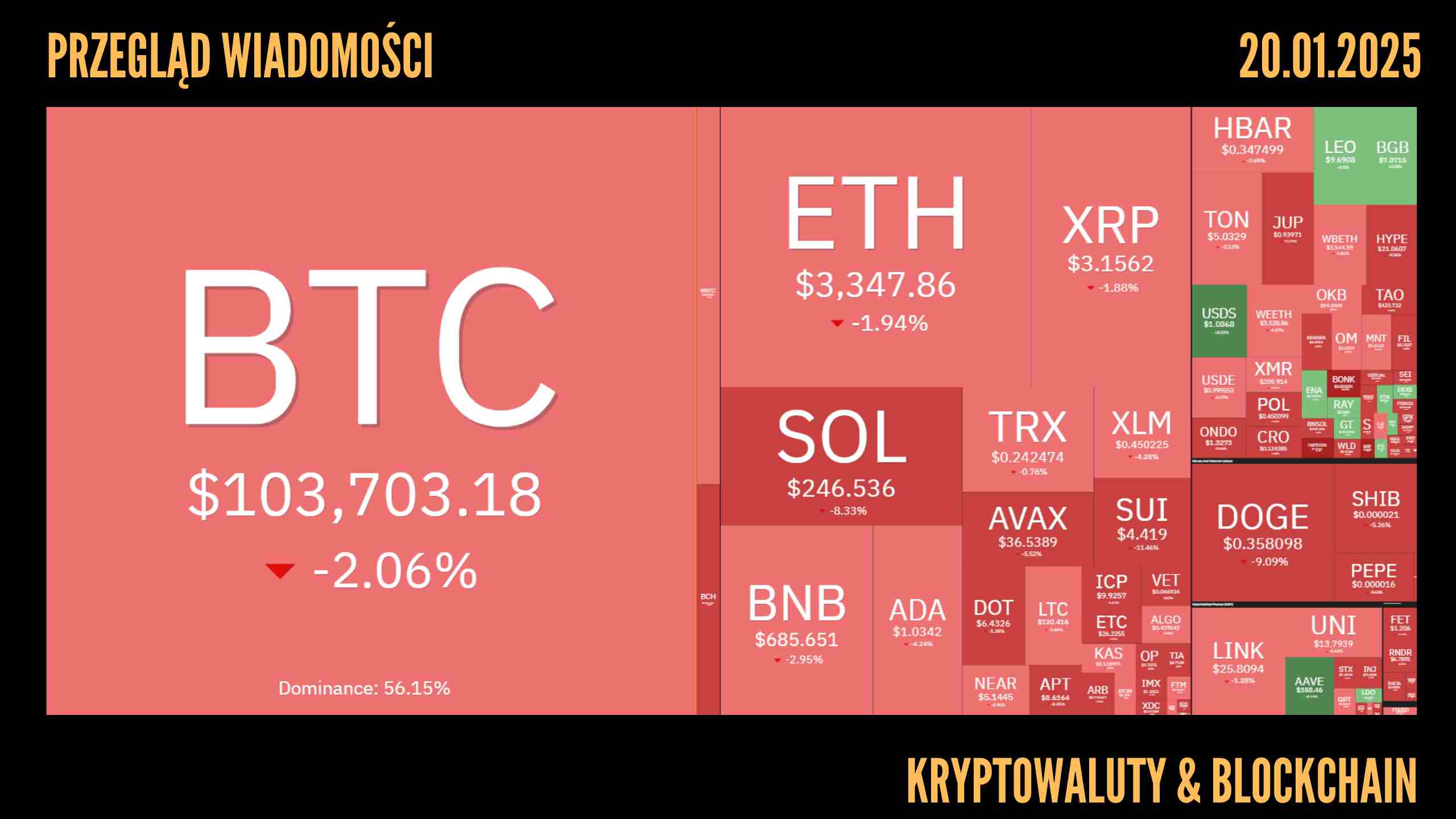 Kursy kryptowalut 20.01.2025