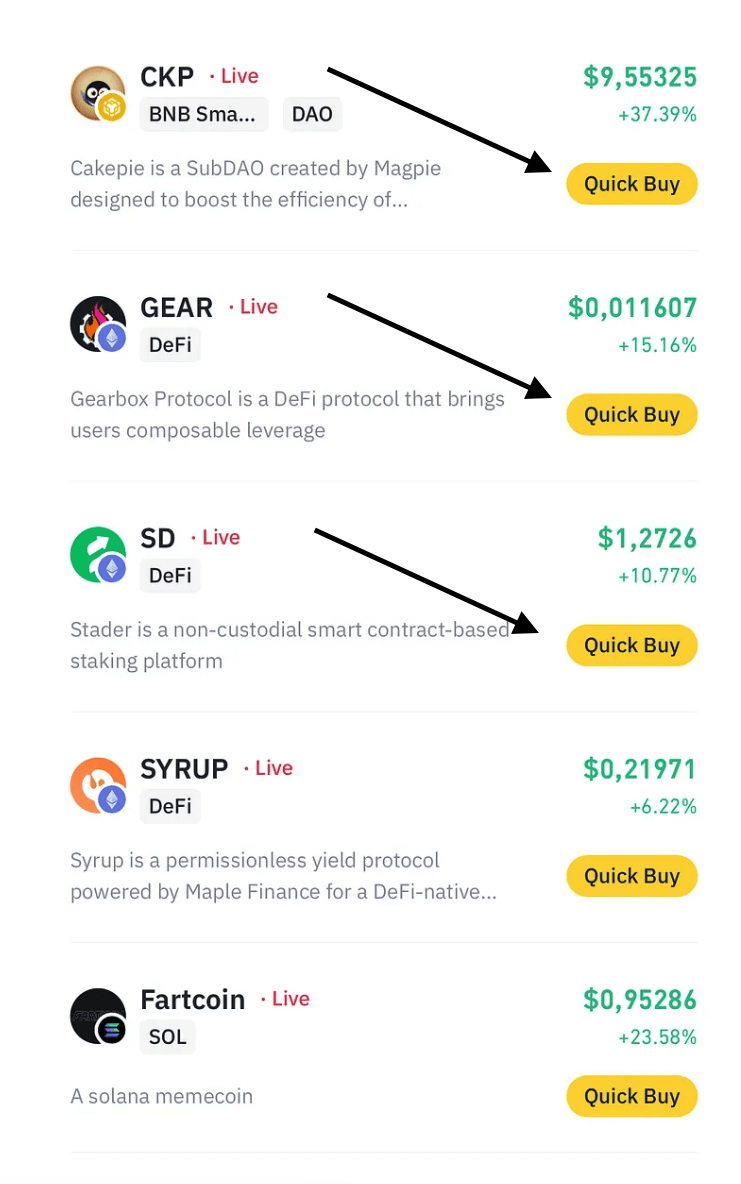Binance Apha tokeny
