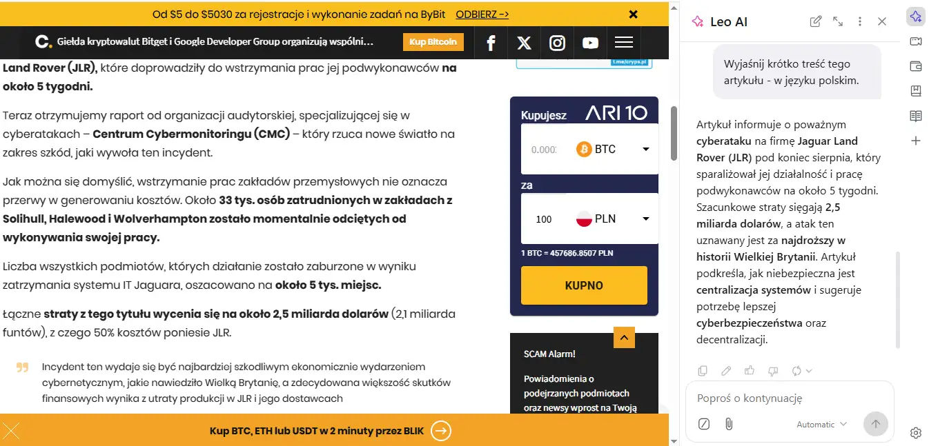 brave leo ai przegladarka