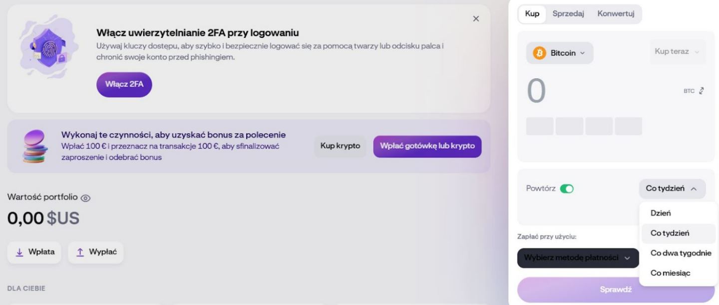 DCA na giełdzie Kraken